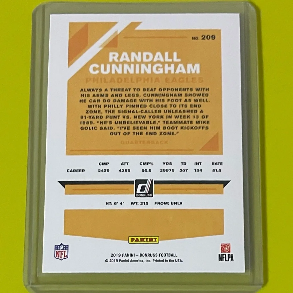 Randall Cunningham #209 2019 Donruss Football Trading Card